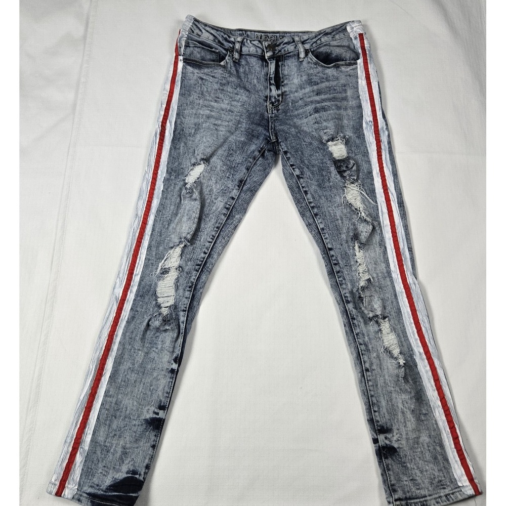 Rue 21 Premium Denim Men's Supreme Flex Red Stripe Skinny Jeans size 32' X 29"